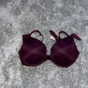 Maroon, push-up bra